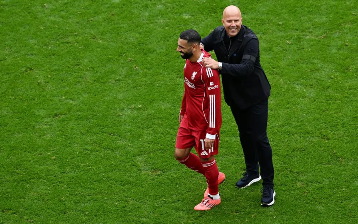 Mohamed Salah with Arne Slot at Liverpool