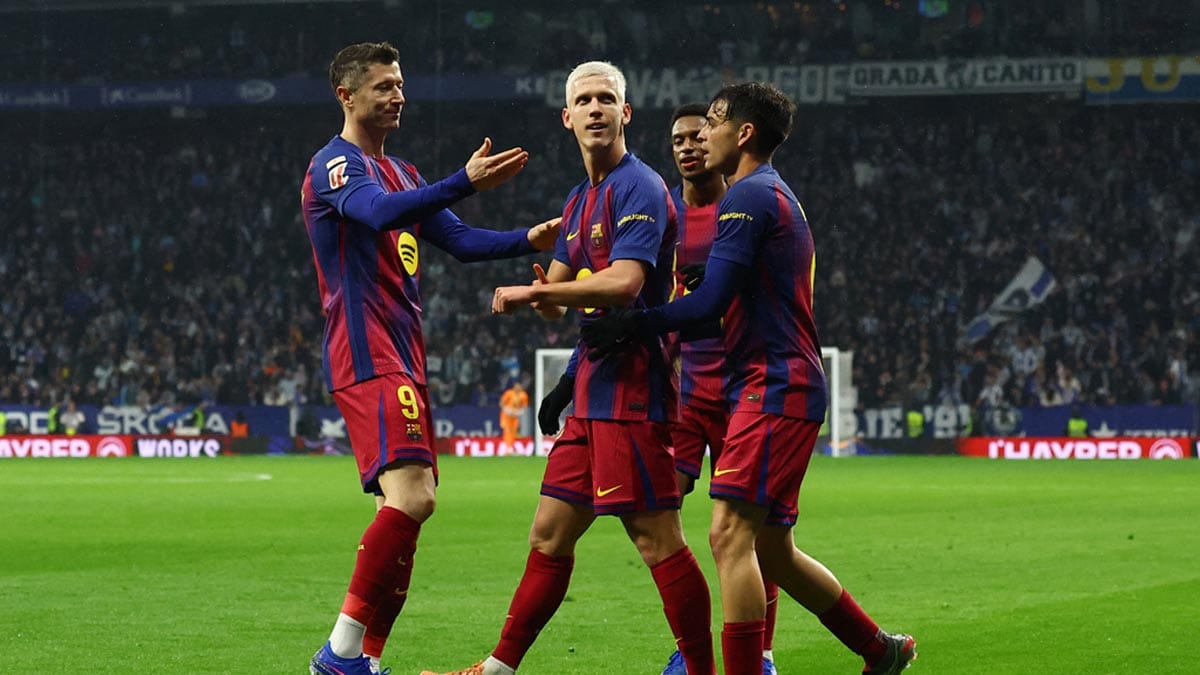 Robert Lewandoski and Dani Olmo Barcelona