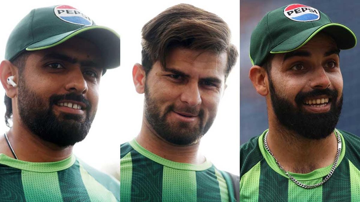 বাবর আজম, শাহিন শাহ আফ্রিদি ও শাদাব খান।