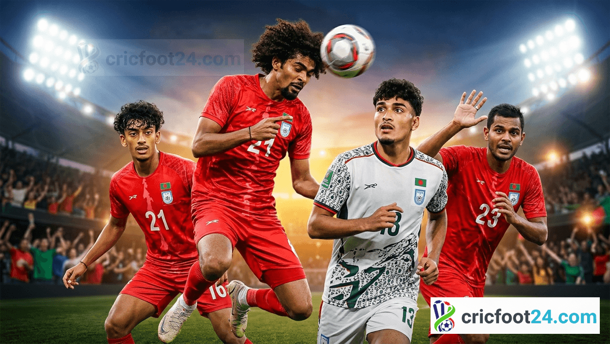 বাংলাদেশ ফুটবলের চার তারকা হামজা, শামিত, ফাহমিদুল ও জায়ান।