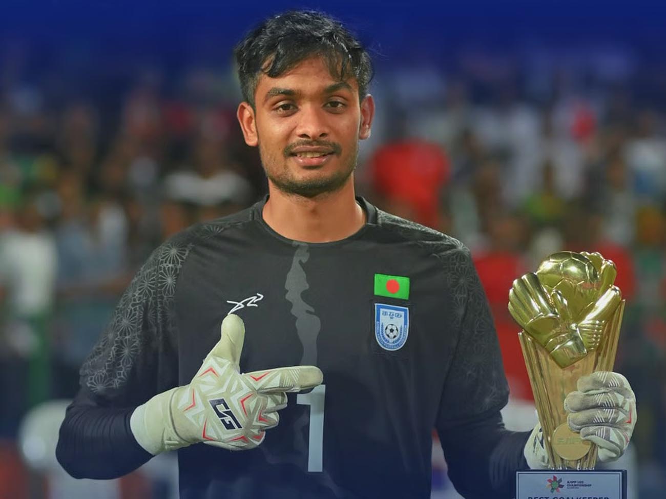 দক্ষিণ এশিয়ার যুবদের মধ্যে সেরা গোলরক্ষক বাংলাদেশের ইসমাইল হোসেন মাহিন।