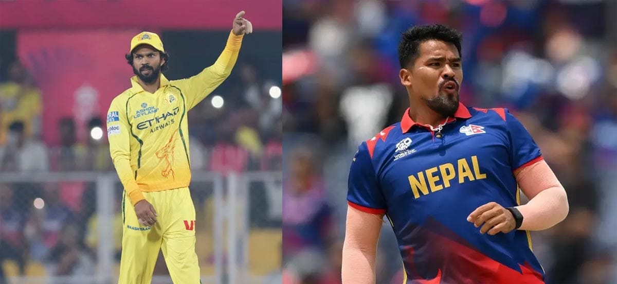 দিল্লি ক্যাপিটালসের নিতিশ রানা ও নেপালের ক্রিকেটার কারান কেসি।