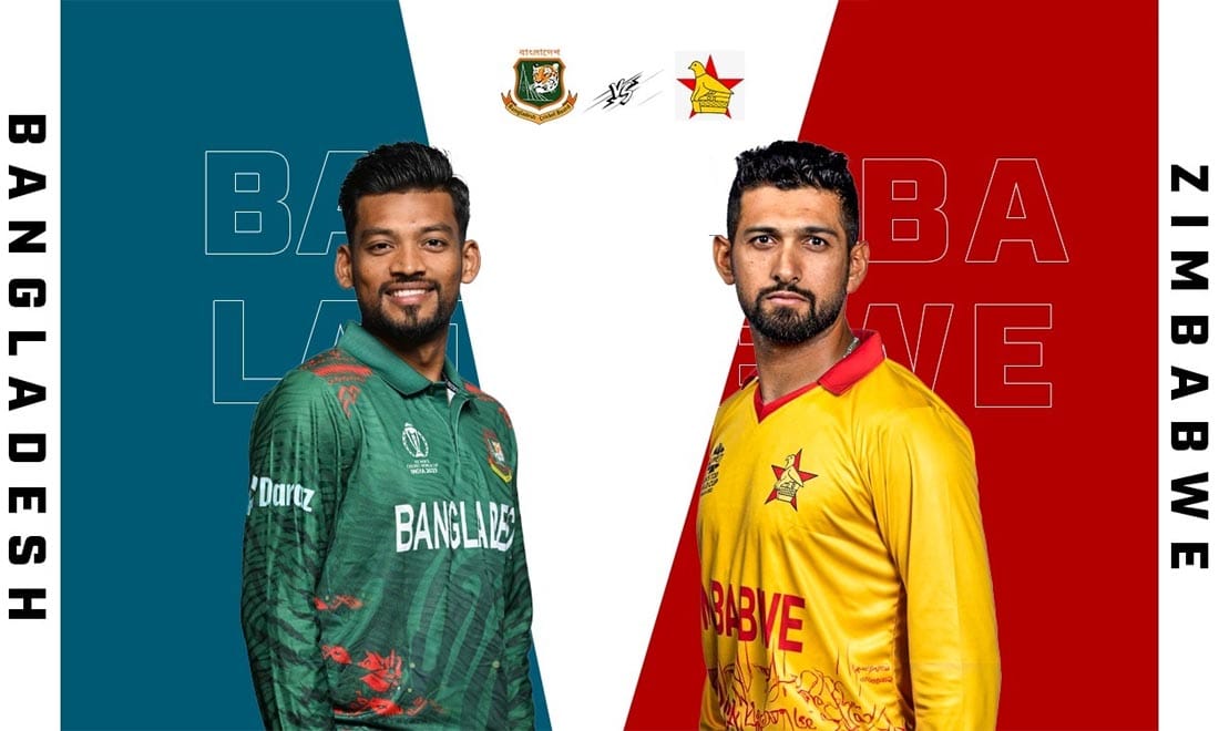 Bangladesh cricket team captain Najmul Hossain Shanto and Zimbabwe cricket team captain Sikanadar Raza.