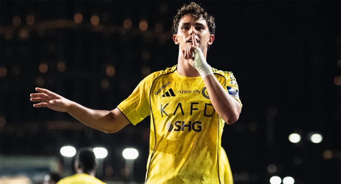 Joao Felix celebrating a goal for Al Nassr in Saudi Pro League.
