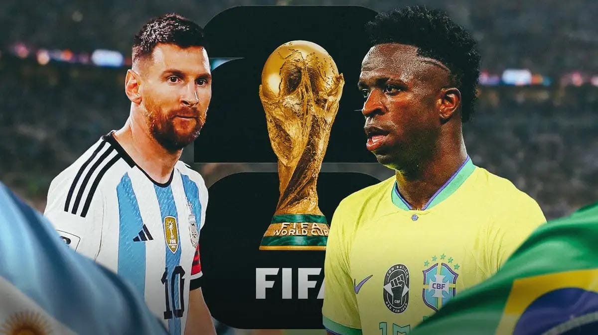 Argentina captain Lionel Messi and Brazil winger Vinicius Jr.