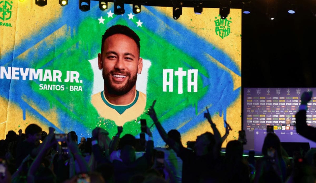 Neymar smiling after being selected in Brazil World Cup 2026 squad.