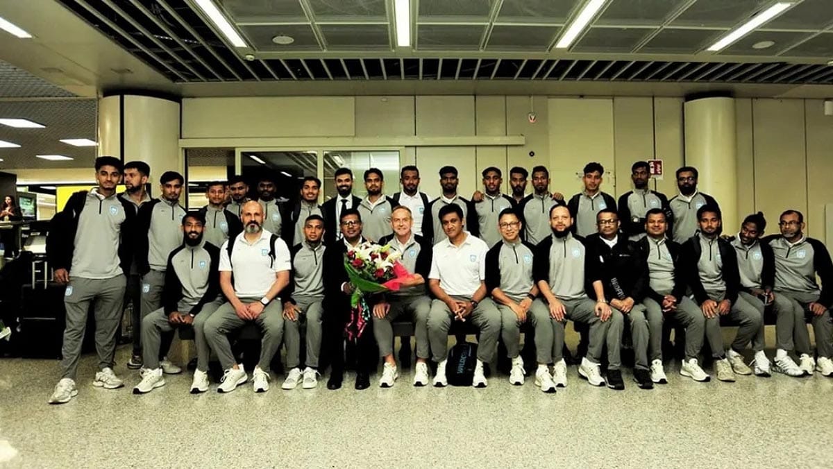 Bangladesh football team at San Marino after a 24-hour journey.