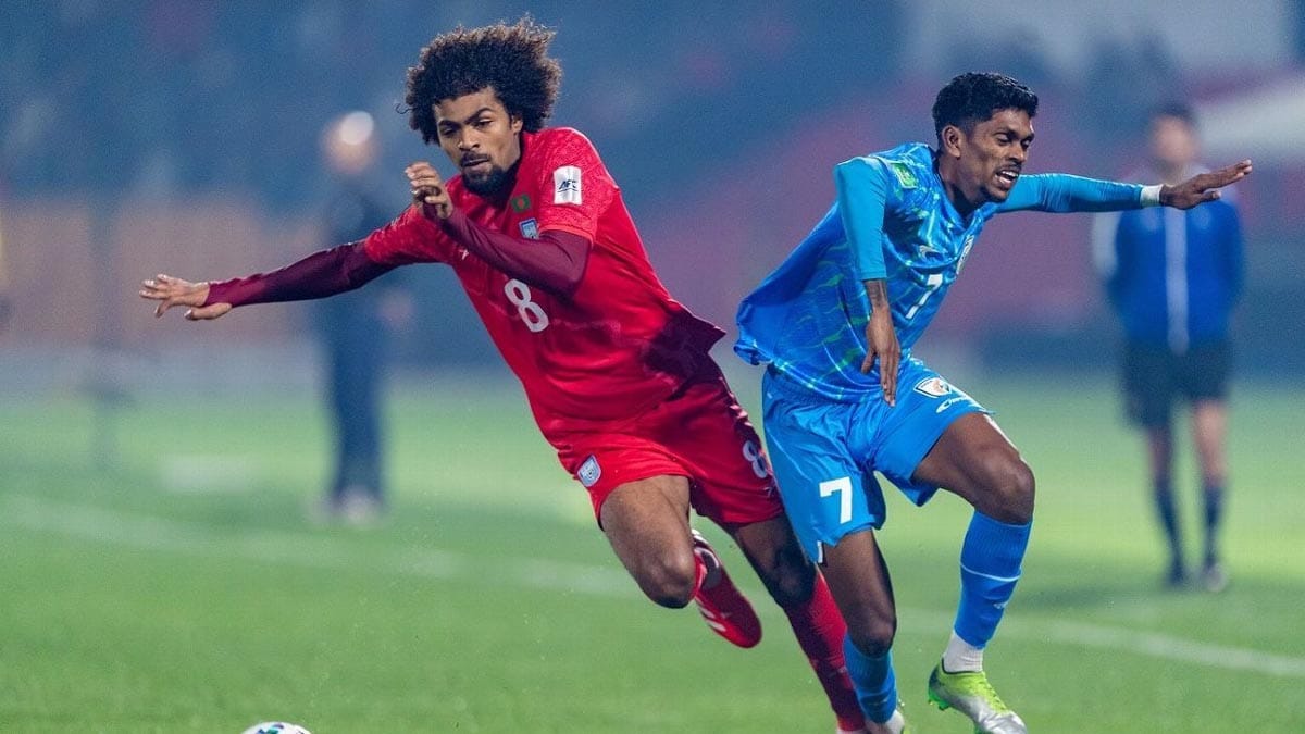 A picture from the Bangladesh vs Inida football match.
