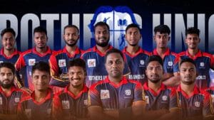 Players of the Brothers Union are smiling in a group photo in DPL.
